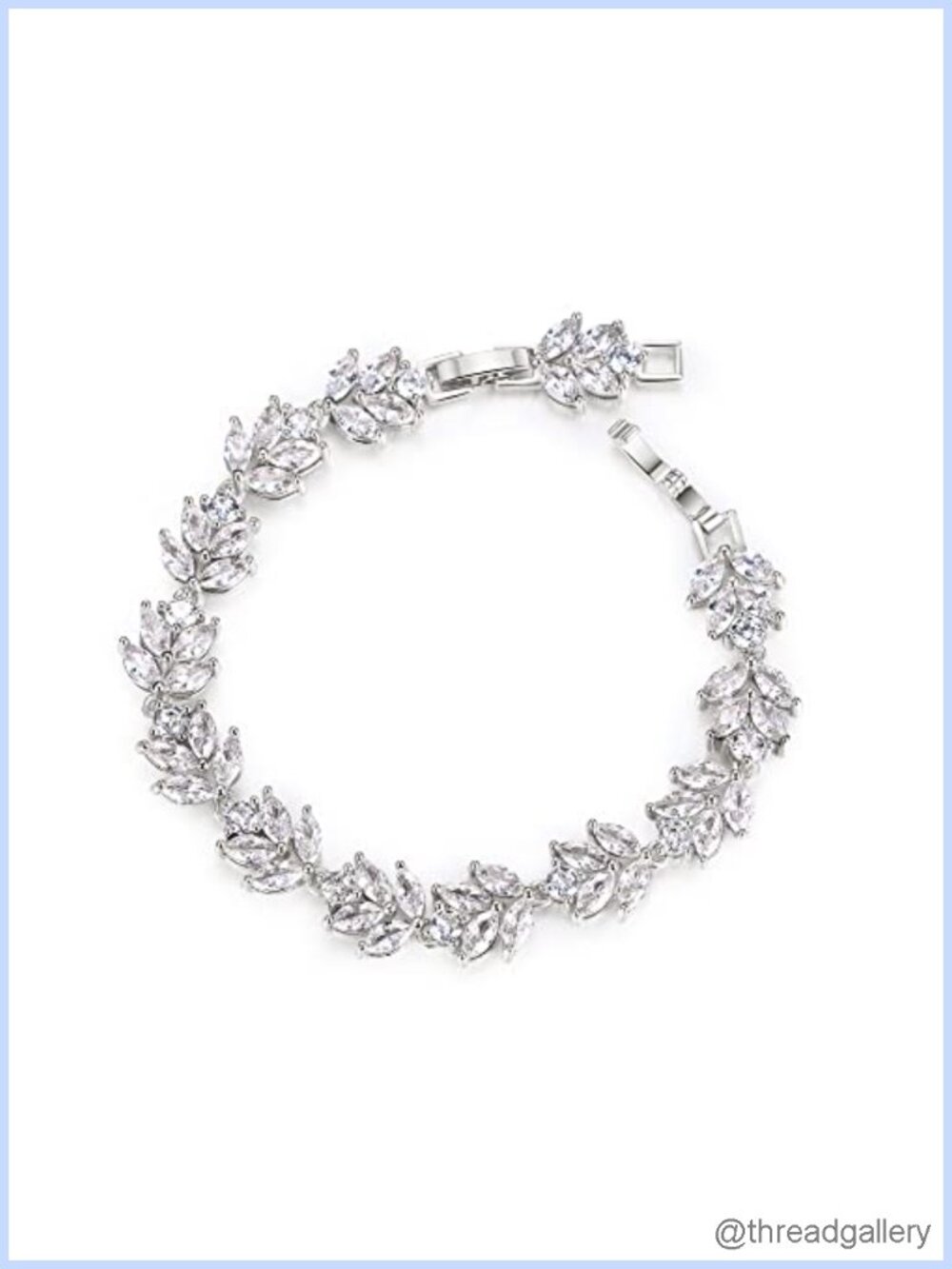 EVER FAITH Cubic Zirconia Marquise Leaf Tennis Bracelet Wedding Jewelry